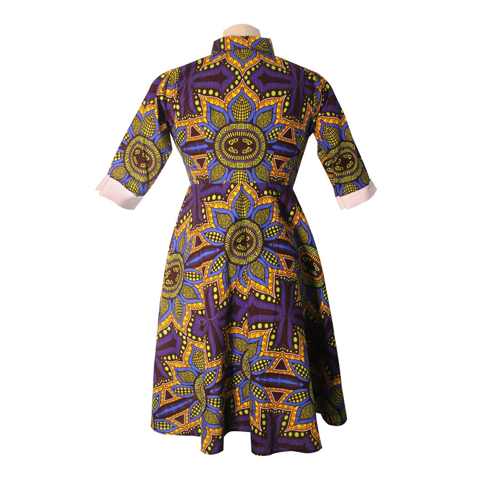 Latest Design Flare Sleeve Solid Color African Dresses for Women